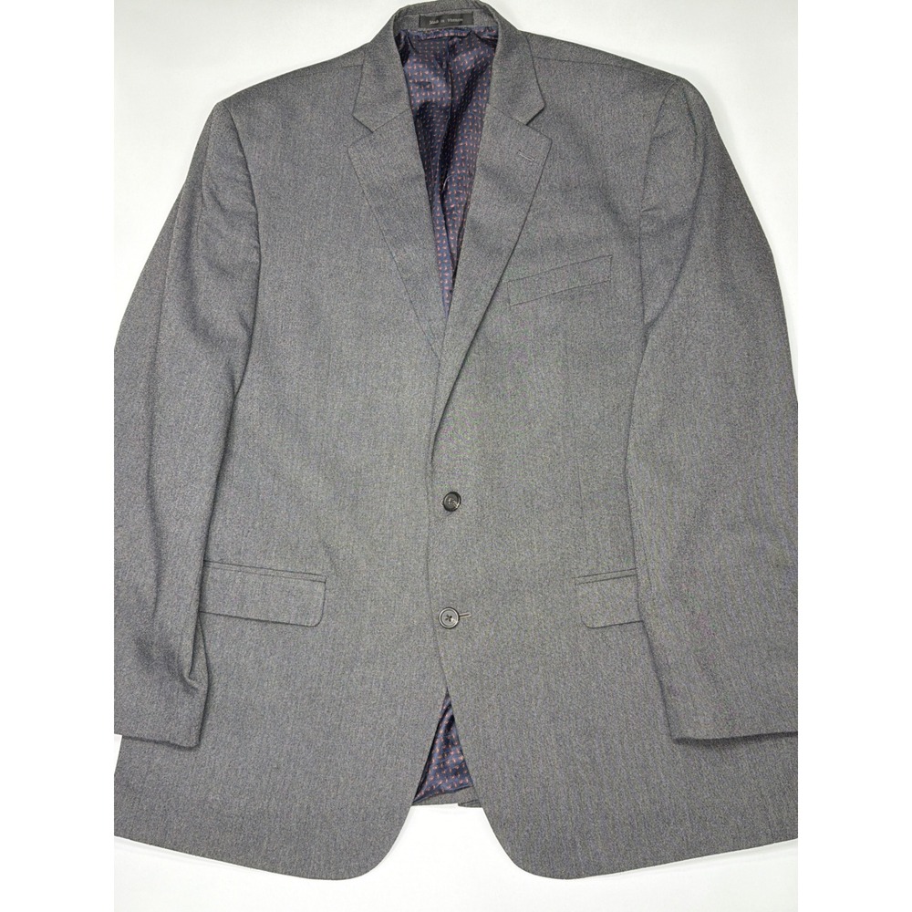 Mens 46 L Chaps Grey Blazer Jacket Patch Elbows Sport Coat Two Button‎ Smart